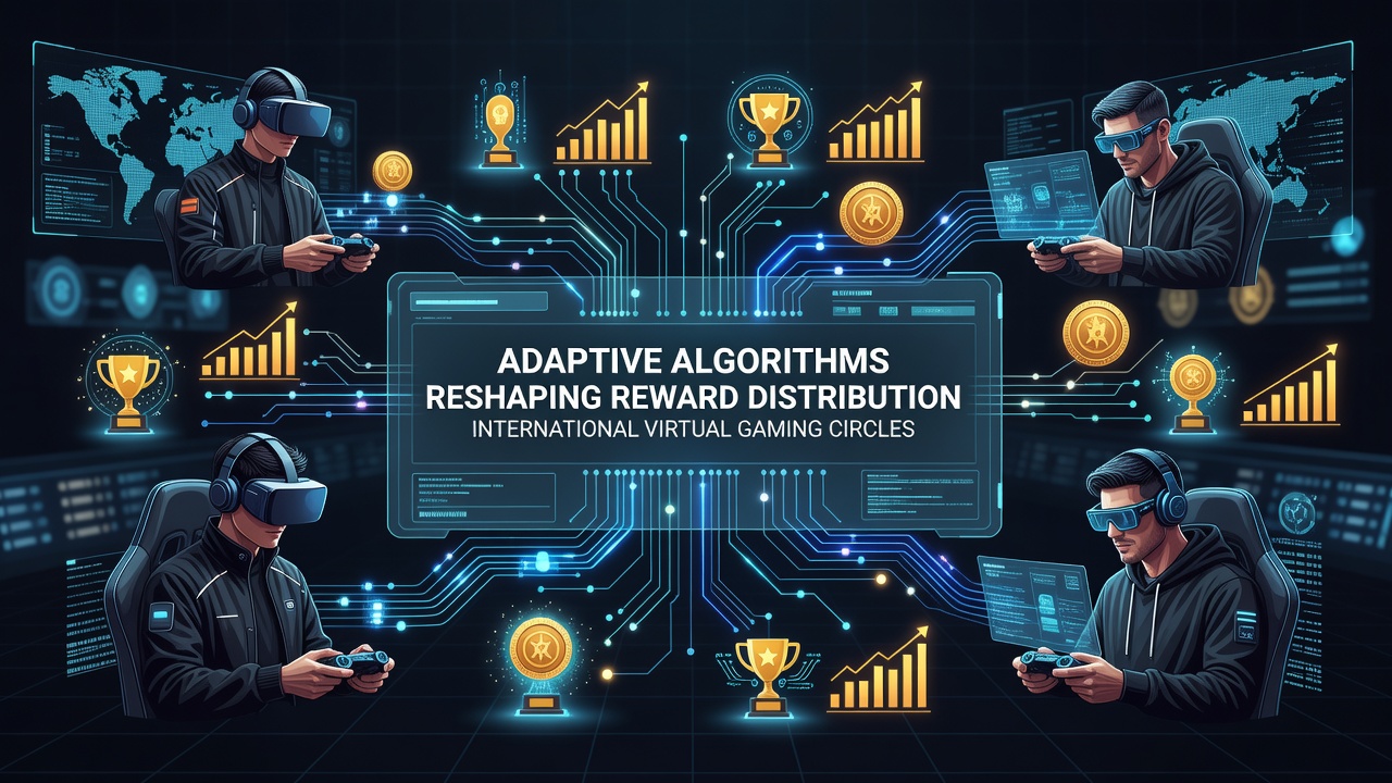 Global map highlighting adaptive algorithm deployment in virtual gaming markets across continents
