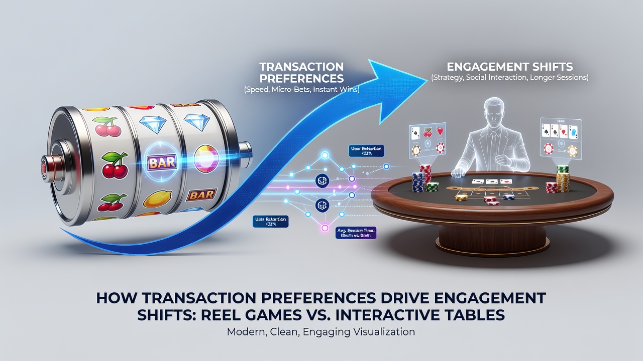 Global map overlay on mobile dashboard displaying transaction flow between reel and table game categories across regions