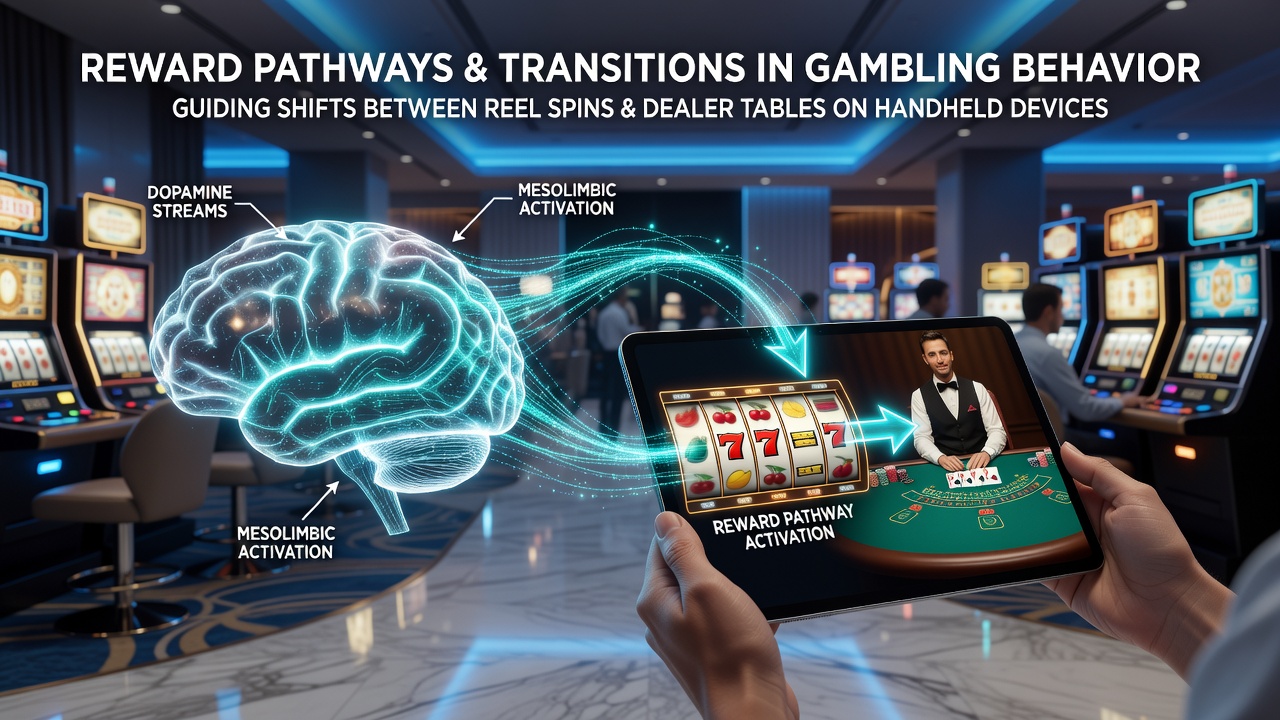 Close-up of handheld device displaying reward notifications bridging slot and live dealer game modes