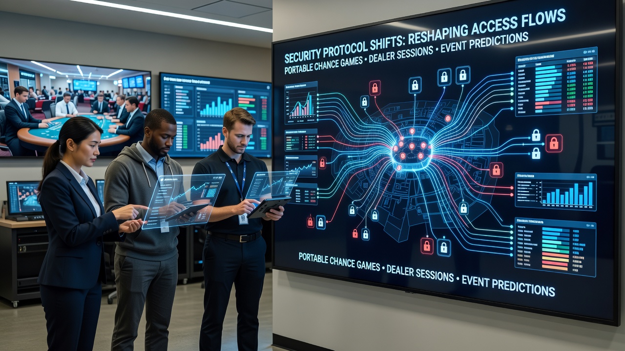 Security protocol updates in mobile gaming environments showing encrypted access interfaces