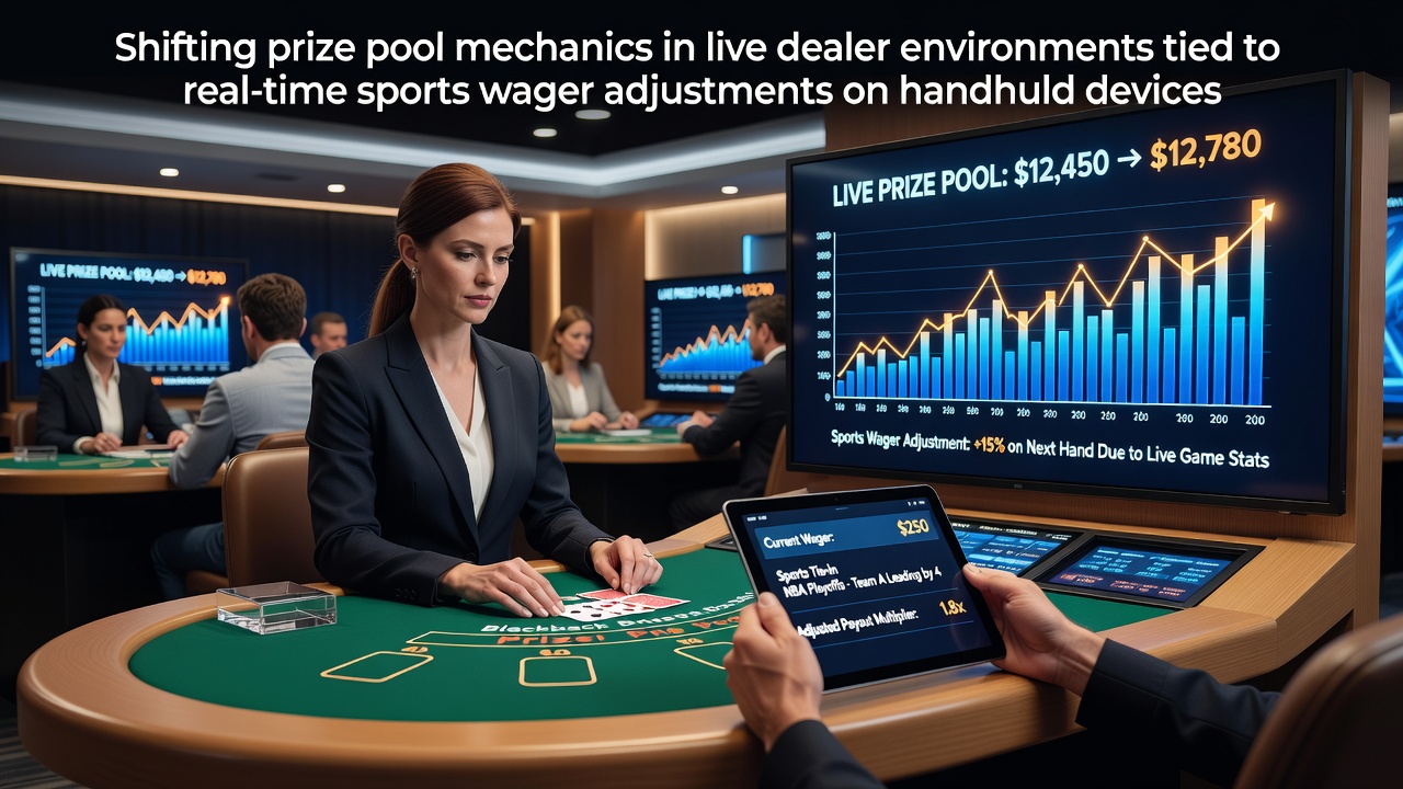 Live dealer table interface showing dynamic prize pool indicators synced with mobile sports betting feeds