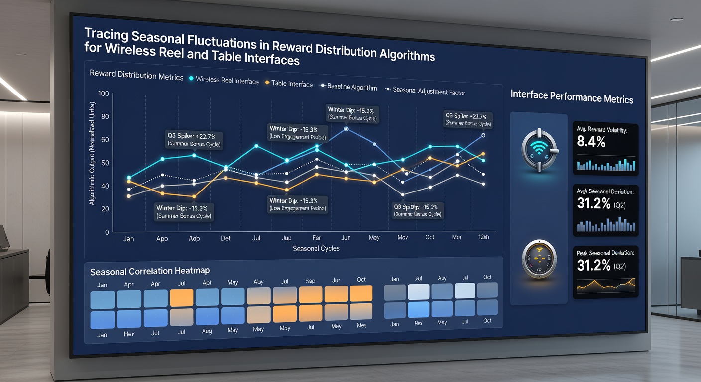 Seasonal data charts comparing reward distribution metrics for mobile reel and live table interfaces